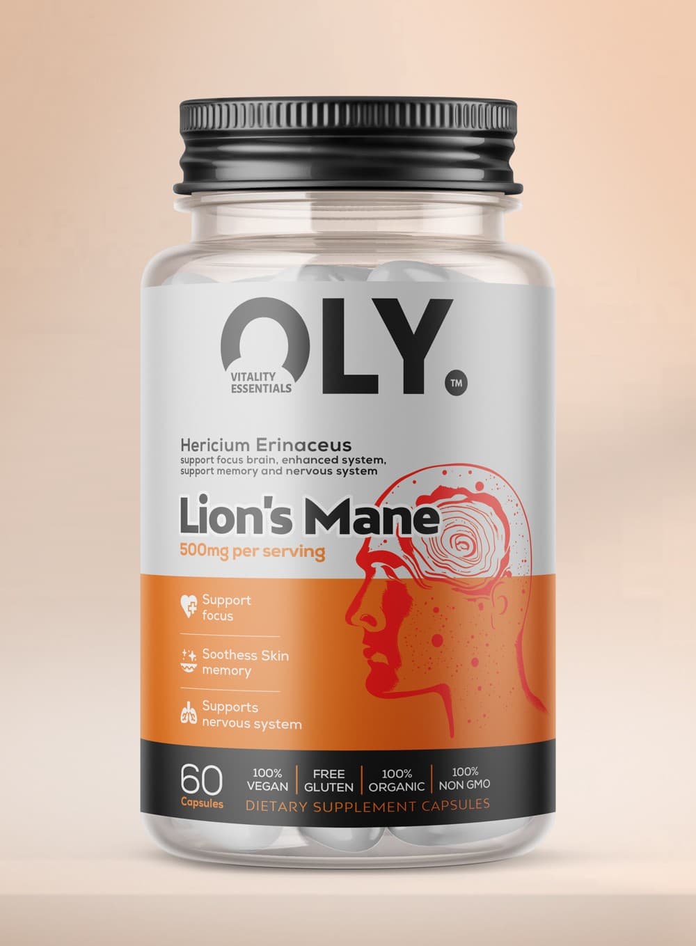 Oly - Lion's Mane - 500mg - 60 vcaps – OLY förpackning
